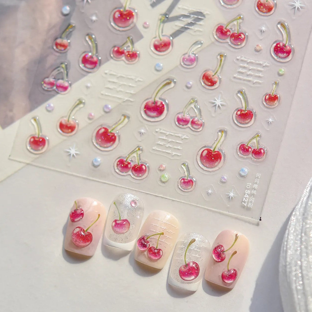 Sweet Cherry Nail Stickers - Winter Fruit Decals to5427