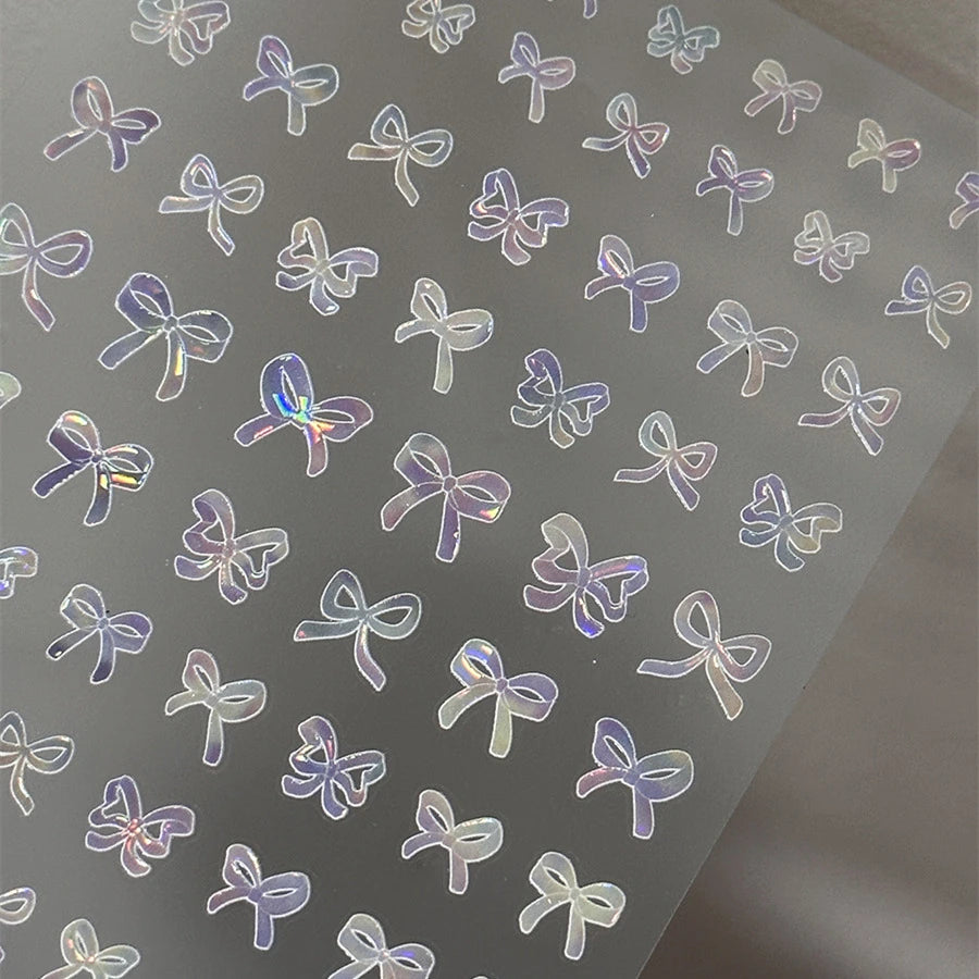 Shell Light Mini Bow Nail Art Stickers Adhesive Embossed Black Bow Ties Sticker Decals TA274 Shell Light