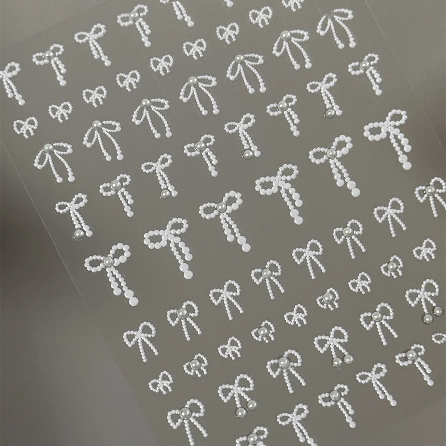 Candy Color Bow Nail Art Stickers Colorful Bow Tie Adhesive Embossed Sticker Decals TA276