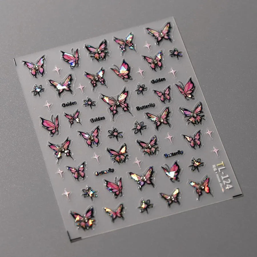 Shiny Butterfly Nail Art Stickers Adhesive Sticker Decals TL124