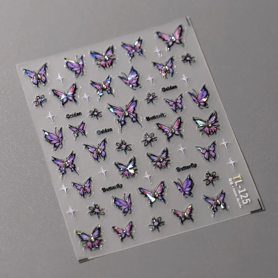 Shiny Butterfly Nail Art Stickers Adhesive Sticker Decals TL125