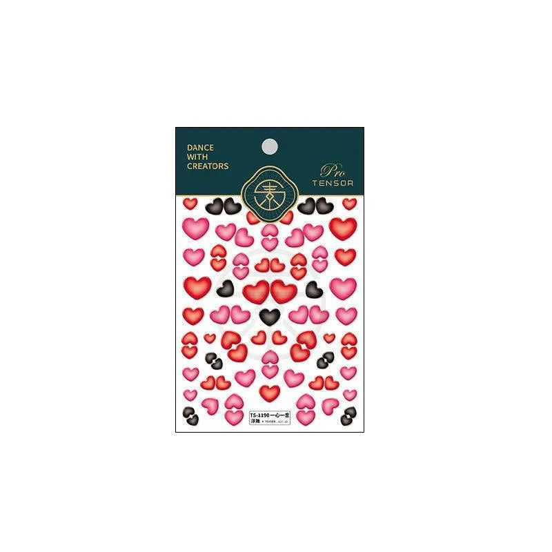 Love Heart Design Nail Art Stickers Adhesive Embossed Heart Sticker Decals TS1190