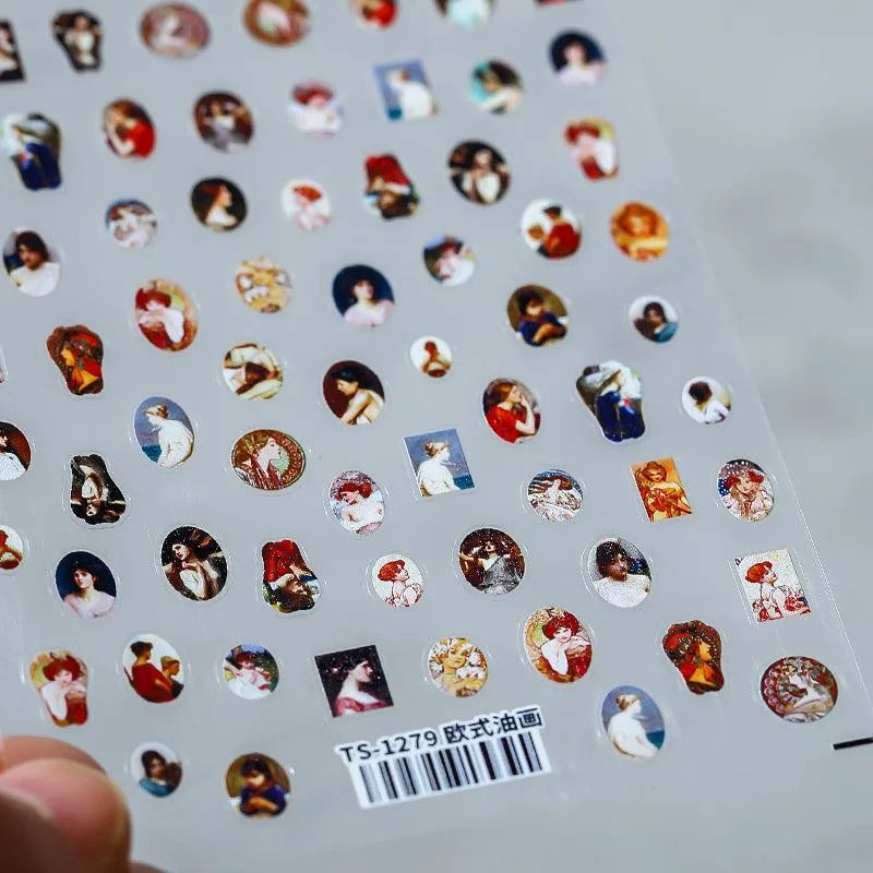 Vintage Nail Art Stickers Adhesive Portrait Sticker Decals TS1279