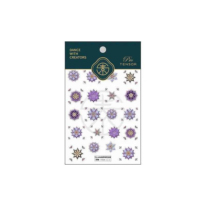 Bohemian Floral Nail Art Stickers Adhesive Russian Pattern Adhesive Sticker Decals TS1498 embossed