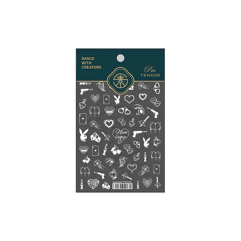 Nail Art Stickers Adhesive Slider Heart Shape Embossed Sticker Decals TS1696 embossed