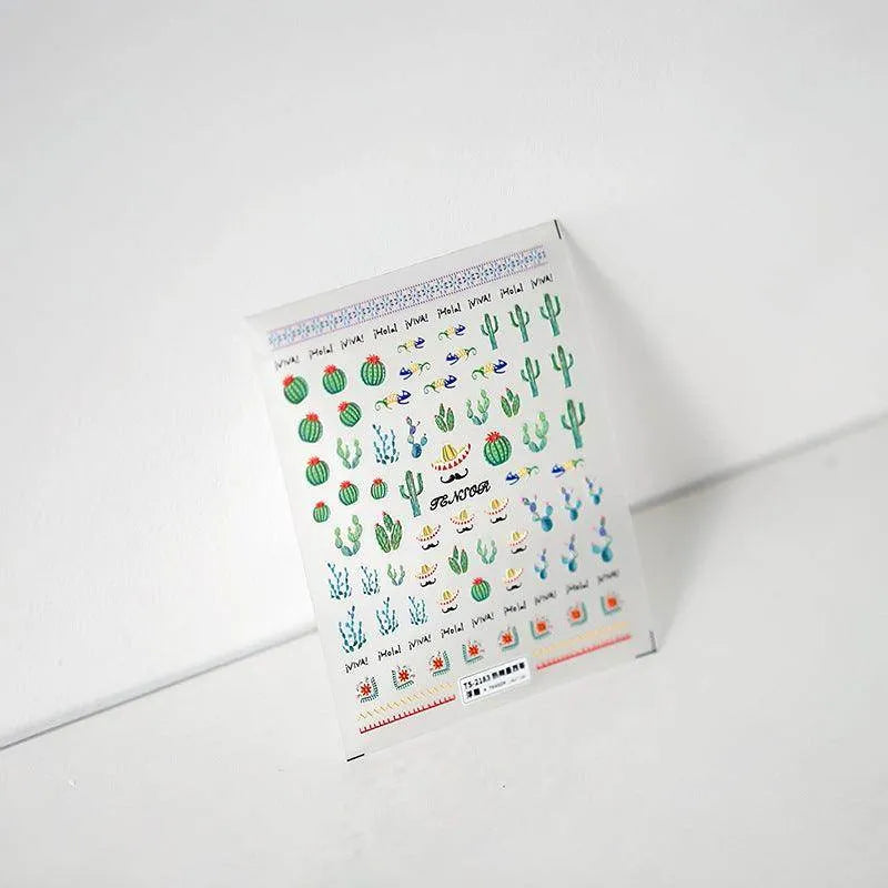 Cactus Nail Art Stickers Adhesive Slider Cacti Plant Sticker Decals TS2183 embossed