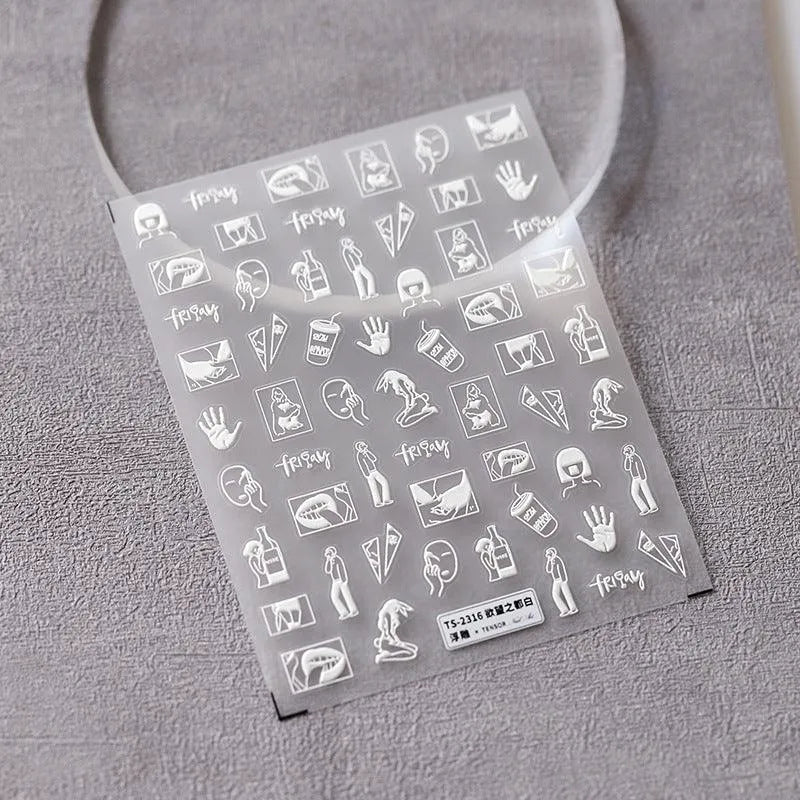 Nail Art Stickers Adhesive Slider Embossed Sexy Lady Design Sticker Decals TS2316 embossed