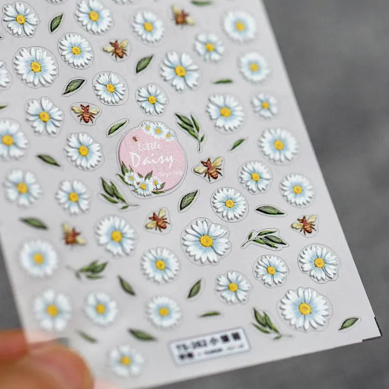 Daisy Flower Nail Art Stickers Floral Adhesive Sticker Decals TS262