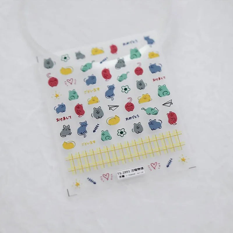 Nail Art Stickers Adhesive Slider Cute Cat Sticker Decals TS2991 embossed