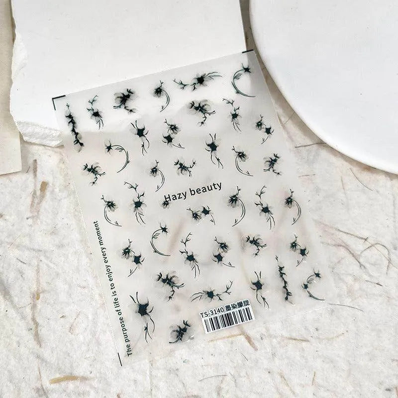 Ink Paint Floral Nail Art Stickers Adhesive Slider Leaf Vine Sticker Decals TS3140