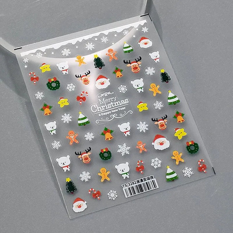 Christmas Nail Art Stickers Snowflake Christmas Design Adhesive Sticker Decals TS3282