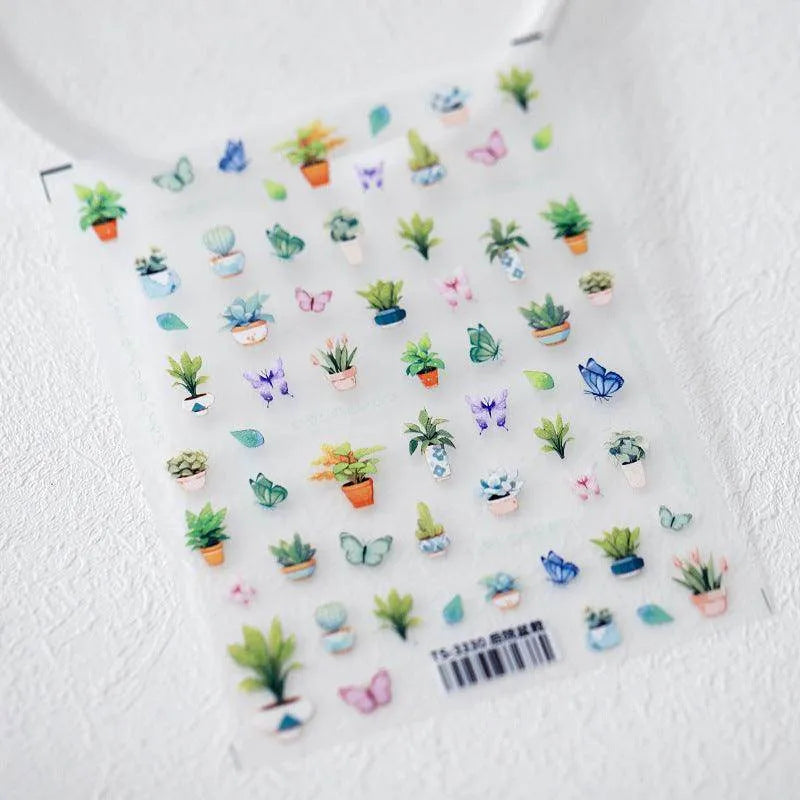 Cacti Nail Art Stickers Adhesive Slider Embossed Cactus Sticker Decals TS3330