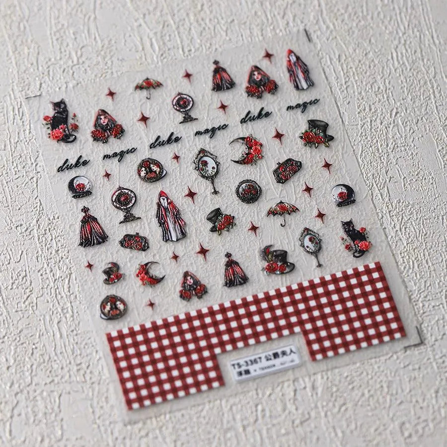 Nail Art Stickers Adhesive Slider Embossed Duchess Portrait Sticker Decals TS3367 embossed