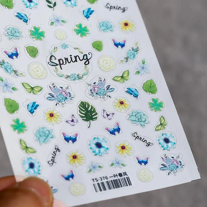 Summer Nail Art Stickers Adhesive Tropical Leaf Sticker Decals TS376