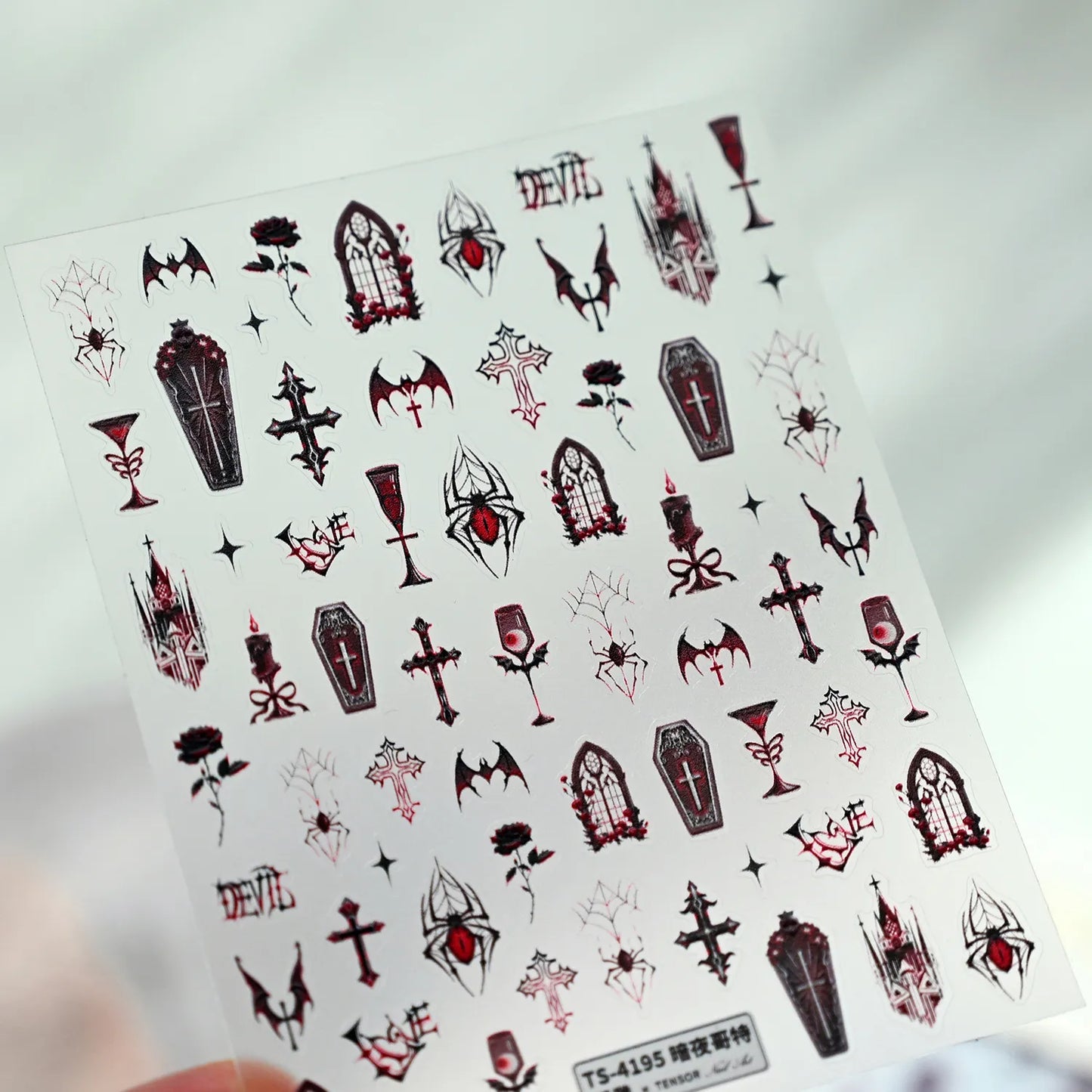 Gothic Evil Eye 3D Nail Stickers | Spooky Spider Cross Decals For Halloween M1222