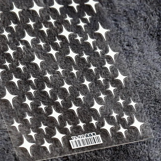 Colorful Star Nail Art Stickers Black Red Cross Stars Shape Adhesive Sticker Decals TS428
