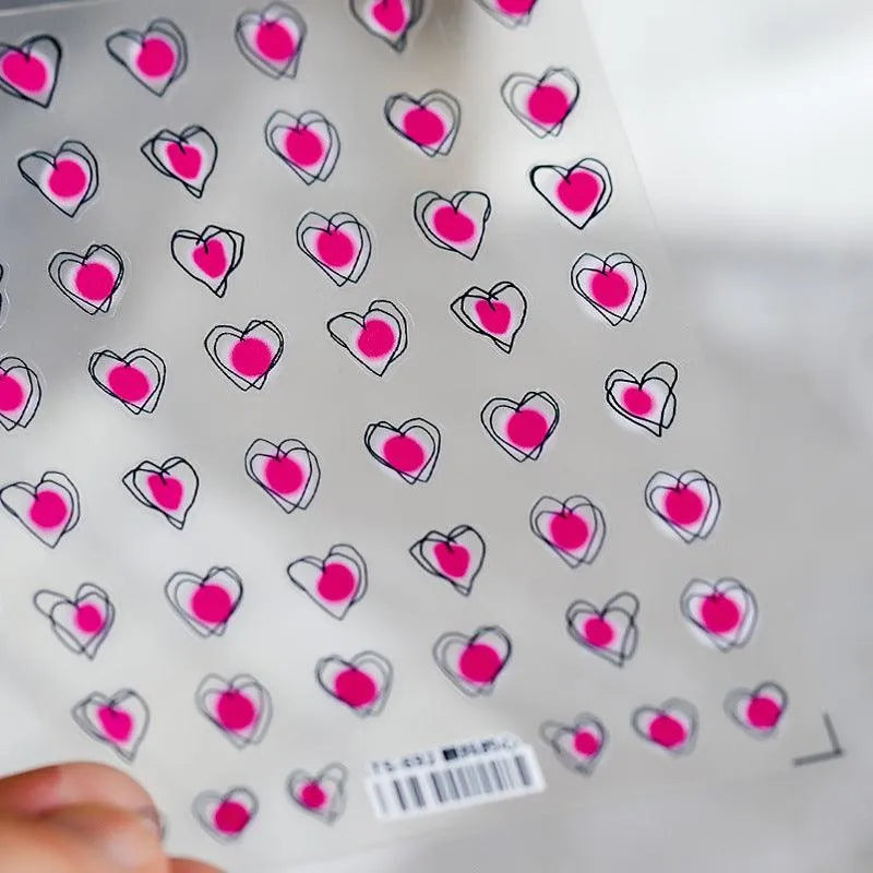 Red Blush Heart Nail Art Stickers Love Hearts Adhesive Sticker Decals TS692