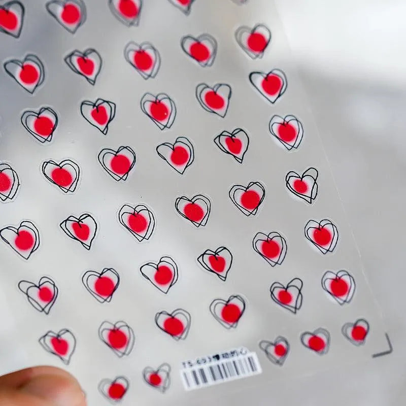 Red Blush Heart Nail Art Stickers Love Hearts Adhesive Sticker Decals TS693