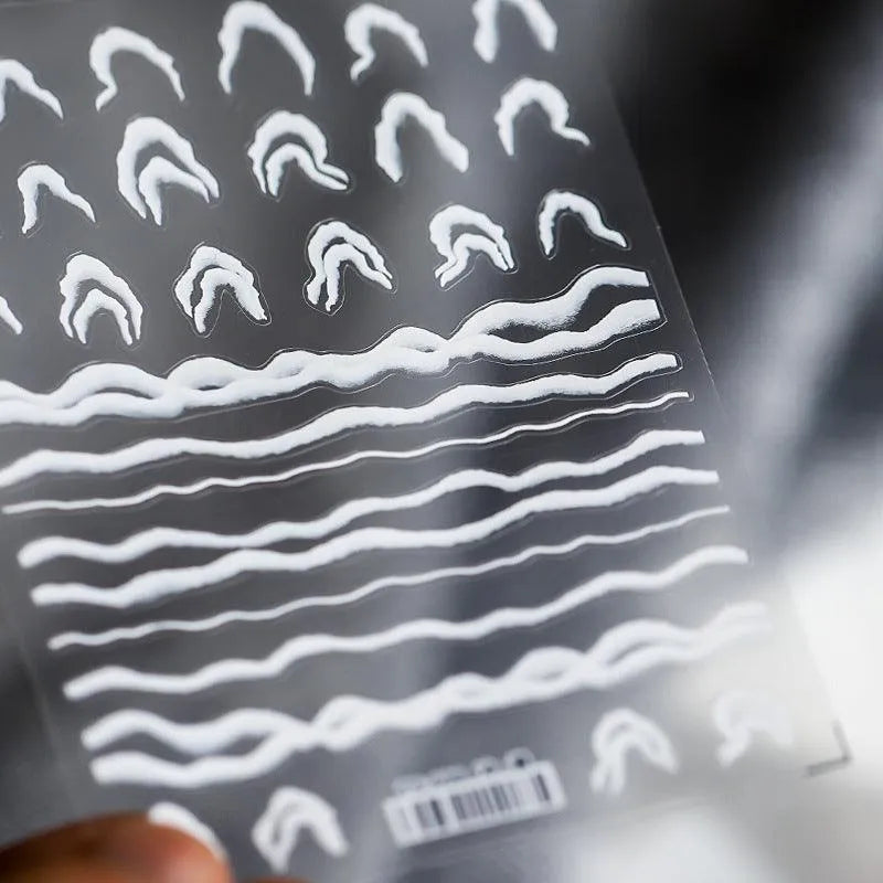 Ocean Spray Nail Art Stickers White Waves Adhesive Sticker Decals TS698
