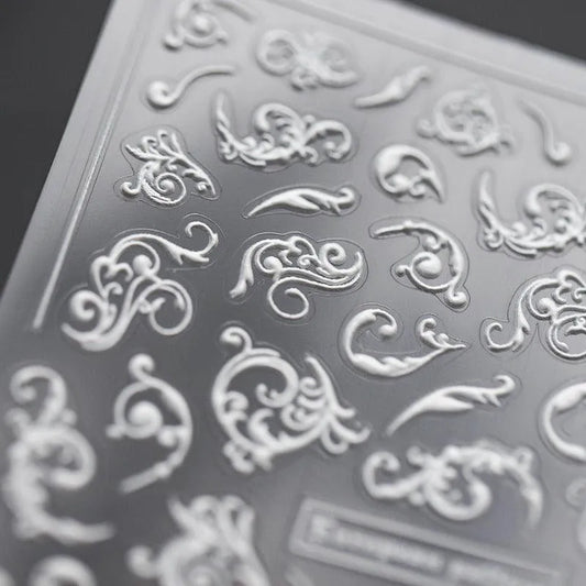 Vintage Vine Design Nail Art Stickers Damask Vines Adhesive Embossed Sticker Decals TS259