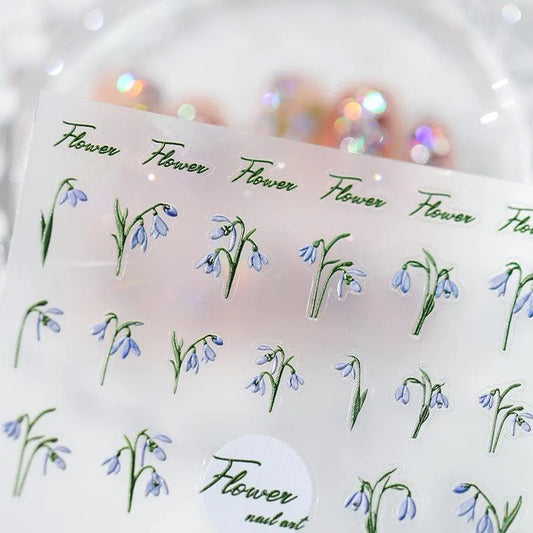 Violet Flower Nail Art Stickers Adhesive Slider Lily of the Valley Sticker Decals TS2931