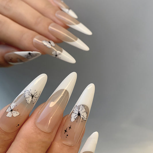 White Butterfly Nail Sticker 3D Adhesive Decals