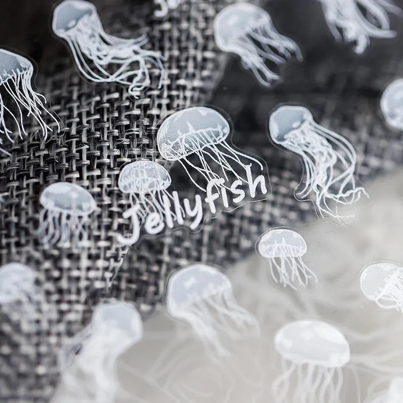 White Jellyfish Nail Art Stickers Adhesive Embossed Jellyfish Sticker Decals TS685