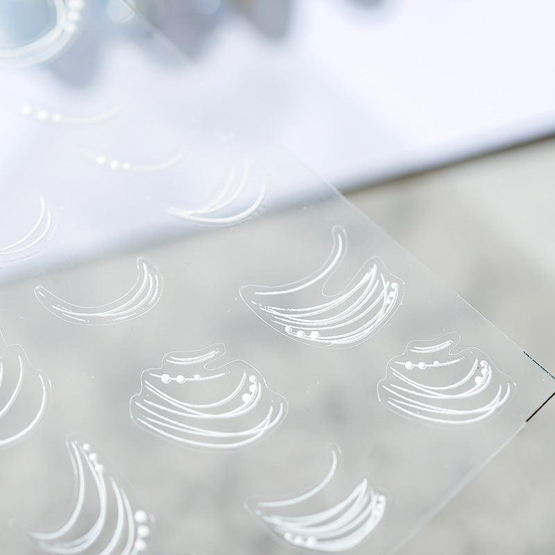 White Lines Nail Art Stickers Adhesive Embossed Lines Sticker Decals - Nail MAD