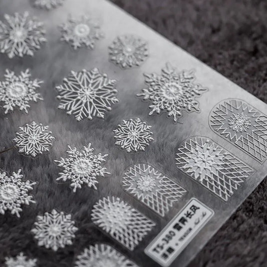 White Snowflake Nail Art Stickers Winter Snow Adhesive Sticker Decals TS380