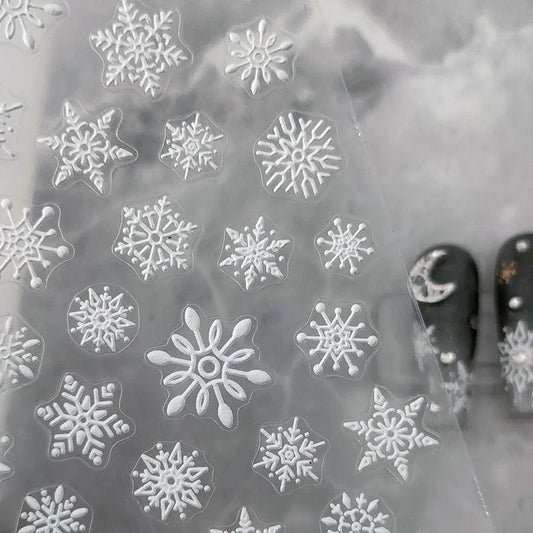 Winter Snow Nail Art Stickers Adhesive Slider White Snowflake Sticker Decals TS1867