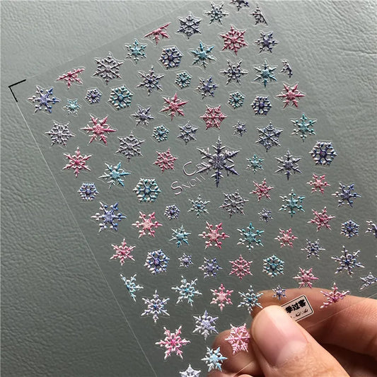 Winter Snowflake Nail Art Stickers 3D Snowflakes Adhesive Sticker Decals TS214