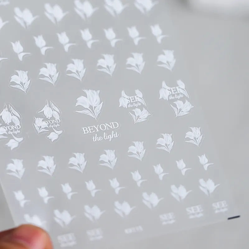 Tulips Nail Art Stickers Floral Adhesive Sliders Sticker Decals kx115