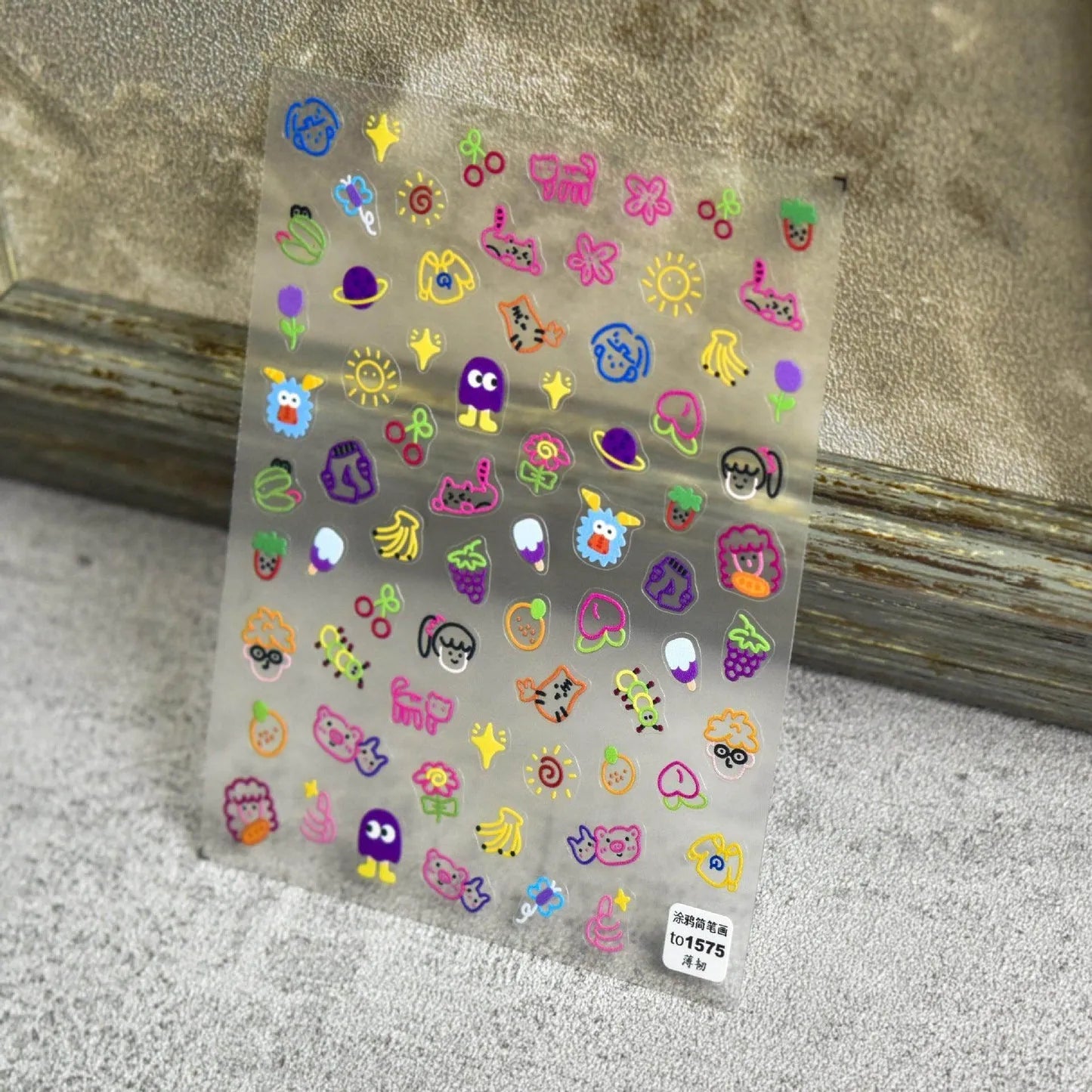 Colorful Graffiti Nail Art Stickers Adhesive Embossed Smile Face Sticker Decals to1575