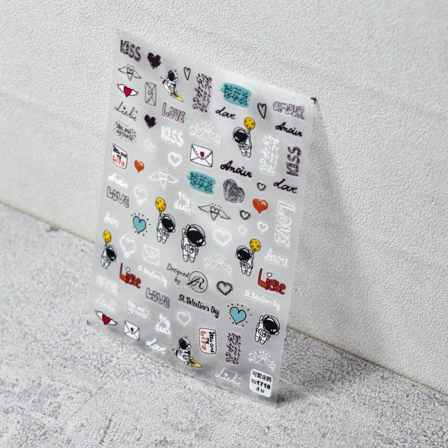 Colorful Graffiti Nail Art Stickers Adhesive Embossed Smile Face Sticker Decals to1718