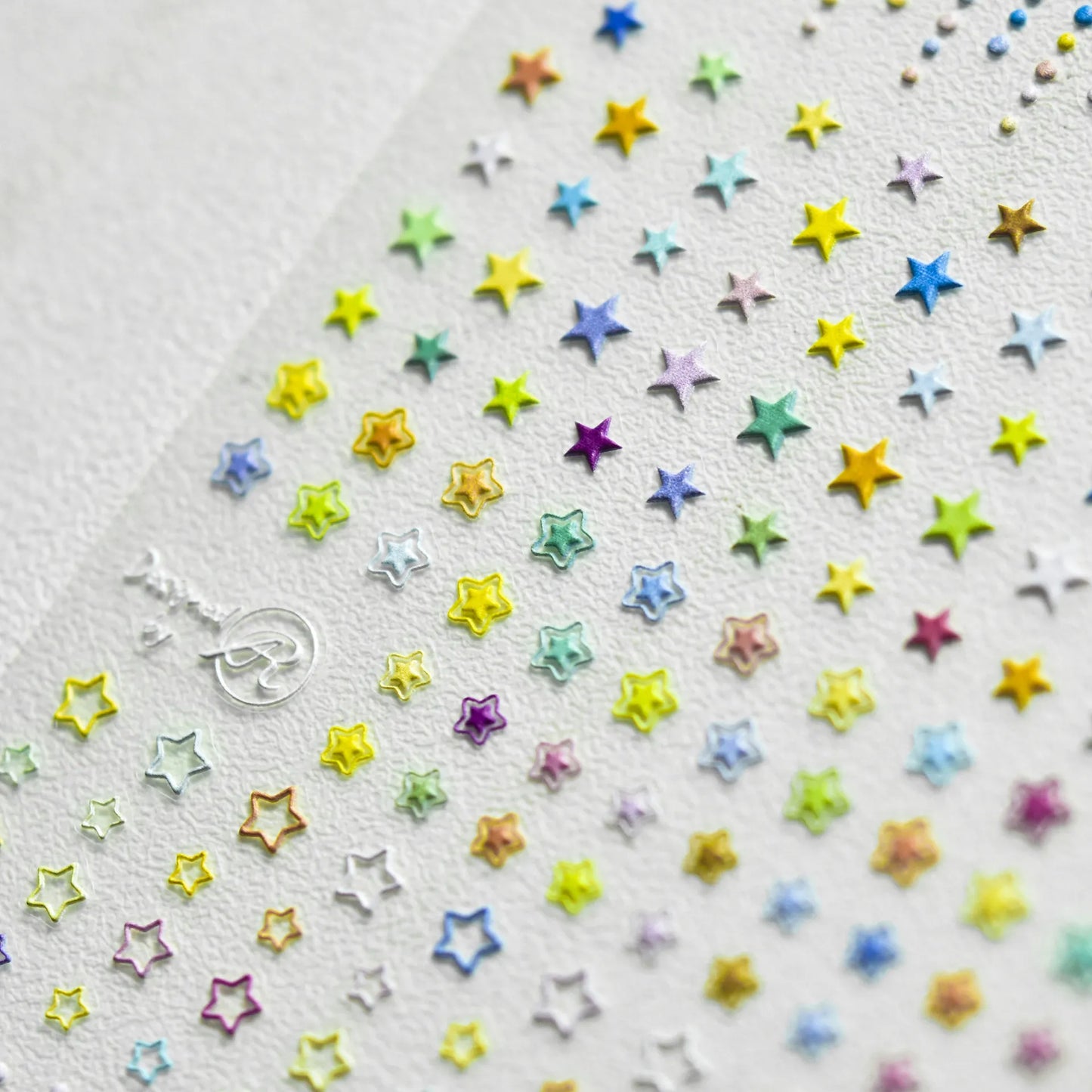 Mini Heart Stars Nail Art Stickers Colorful Star Dots Adhesive Embossed Sticker Decals to2354