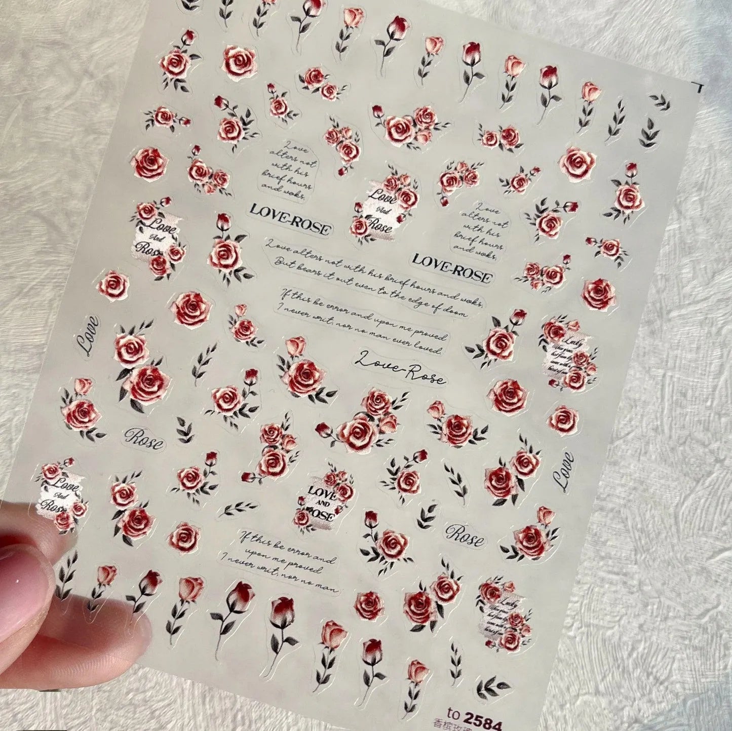 Vintage Rose Nail Art Stickers Adhesive Embossed Sticker Decals DIY Manicure Accessories to2584