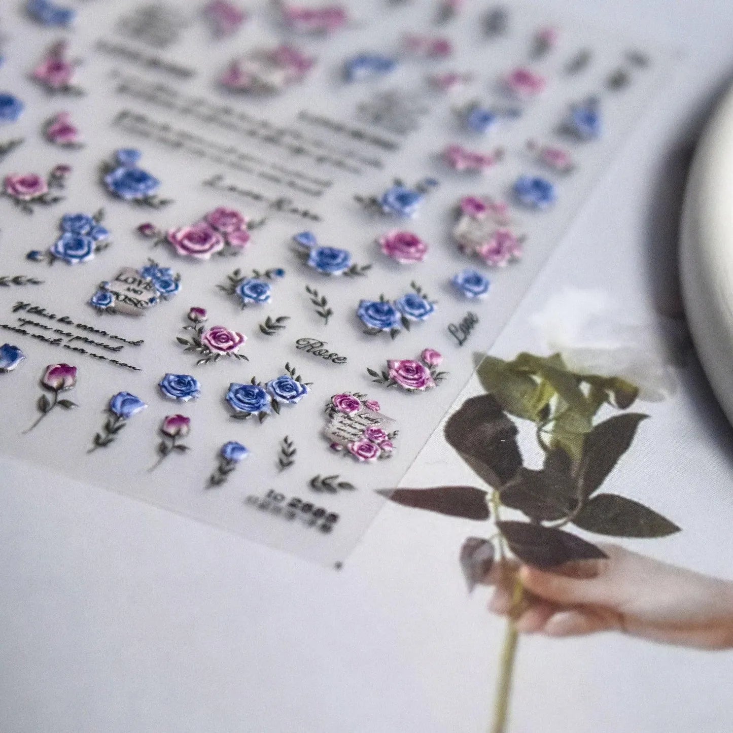 Vintage Rose Nail Art Stickers Adhesive Embossed Sticker Decals DIY Manicure Accessories to2585 embossed