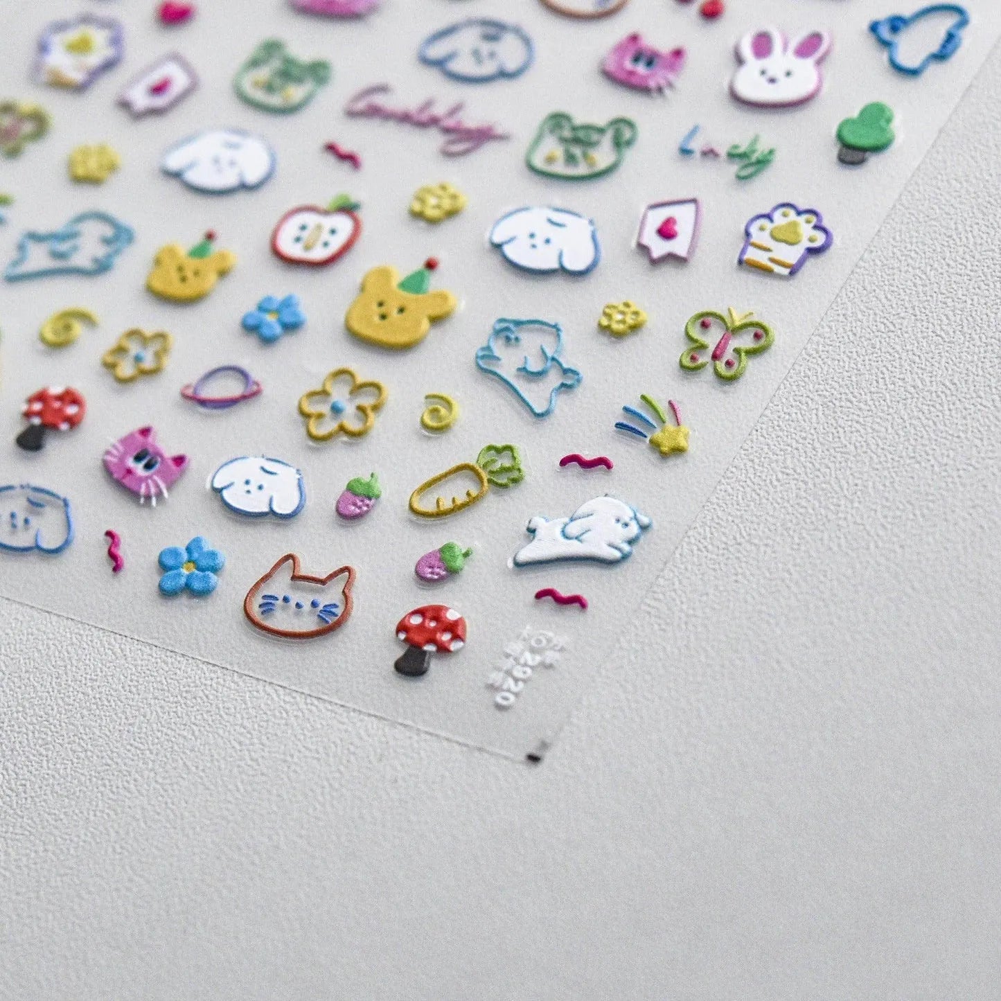 Cartoon Kitten Animals Nail Art Stickers Puppy Cat Adhesive Embossed Sticker Decals to2920