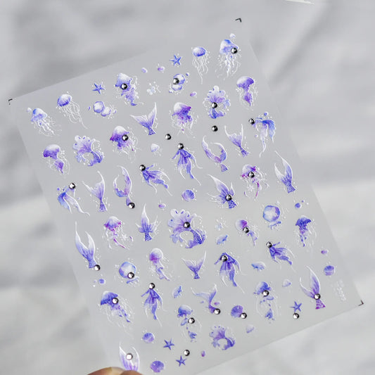 3D Mermaid Tail Nail Stickers – UltraThin Ocean Vives Nail Art Decals