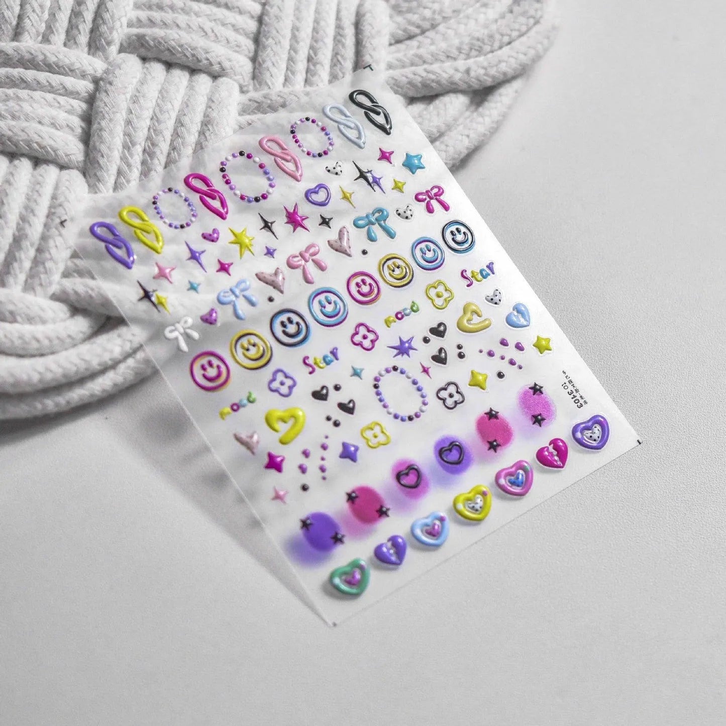 Cow Print Nail Art Stickers Adhesive Embossed Cute Bear Bunny Flower Sticker Decals to3103