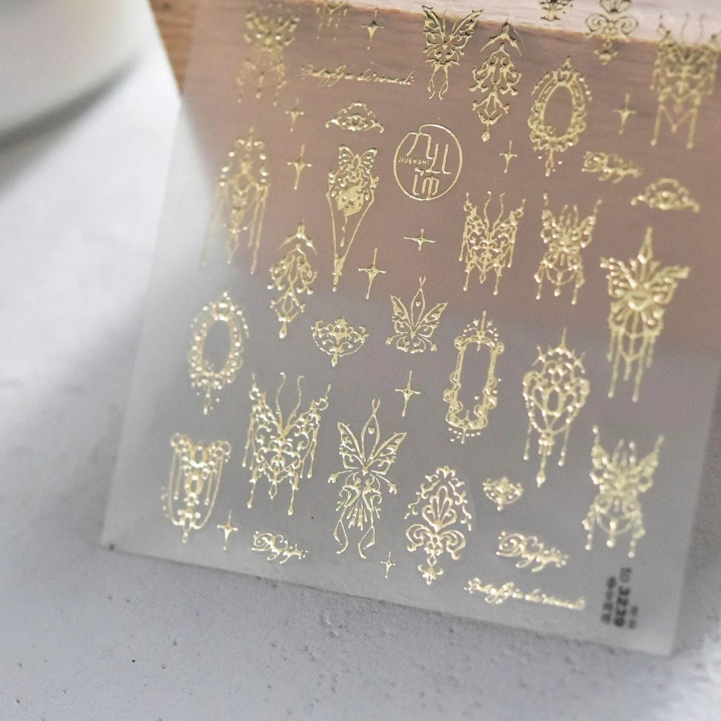 5D Magical Girl Nail Stickers | White Lace Butterfly & Fantasy Filigree Nail Art Decals to3239 Light Gold