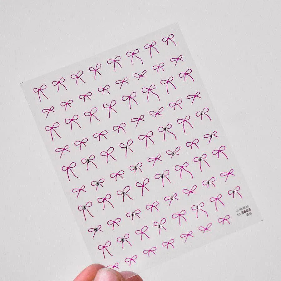Bow Design Nail Art Stickers Adhesive Embossed Pink Bow Sticker Decals to3603 Peachblow