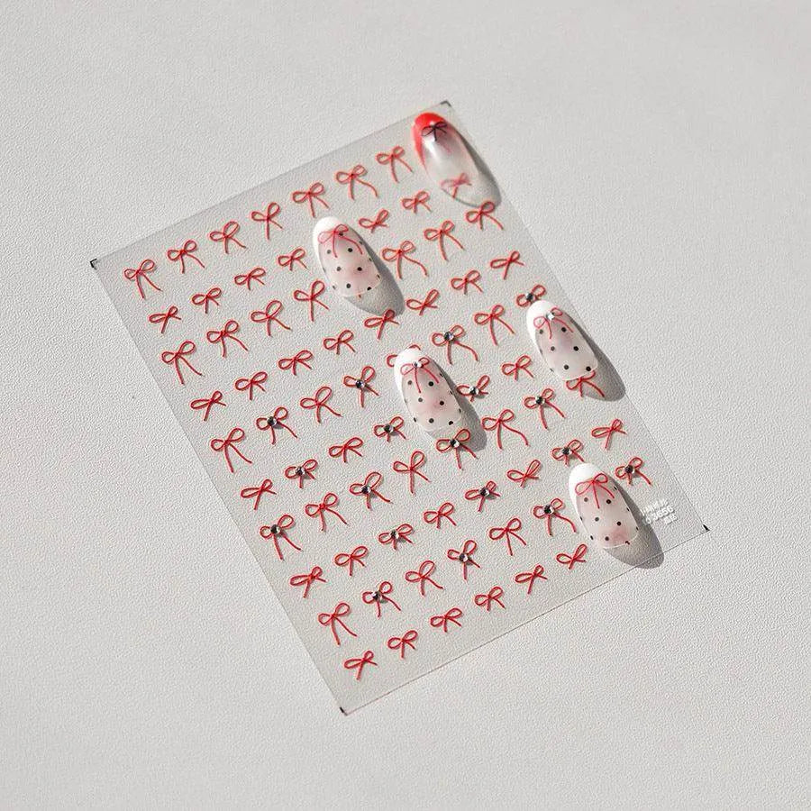 Bow Tie Nail Art Stickers Adhesive Embossed Sticker Decals to3656