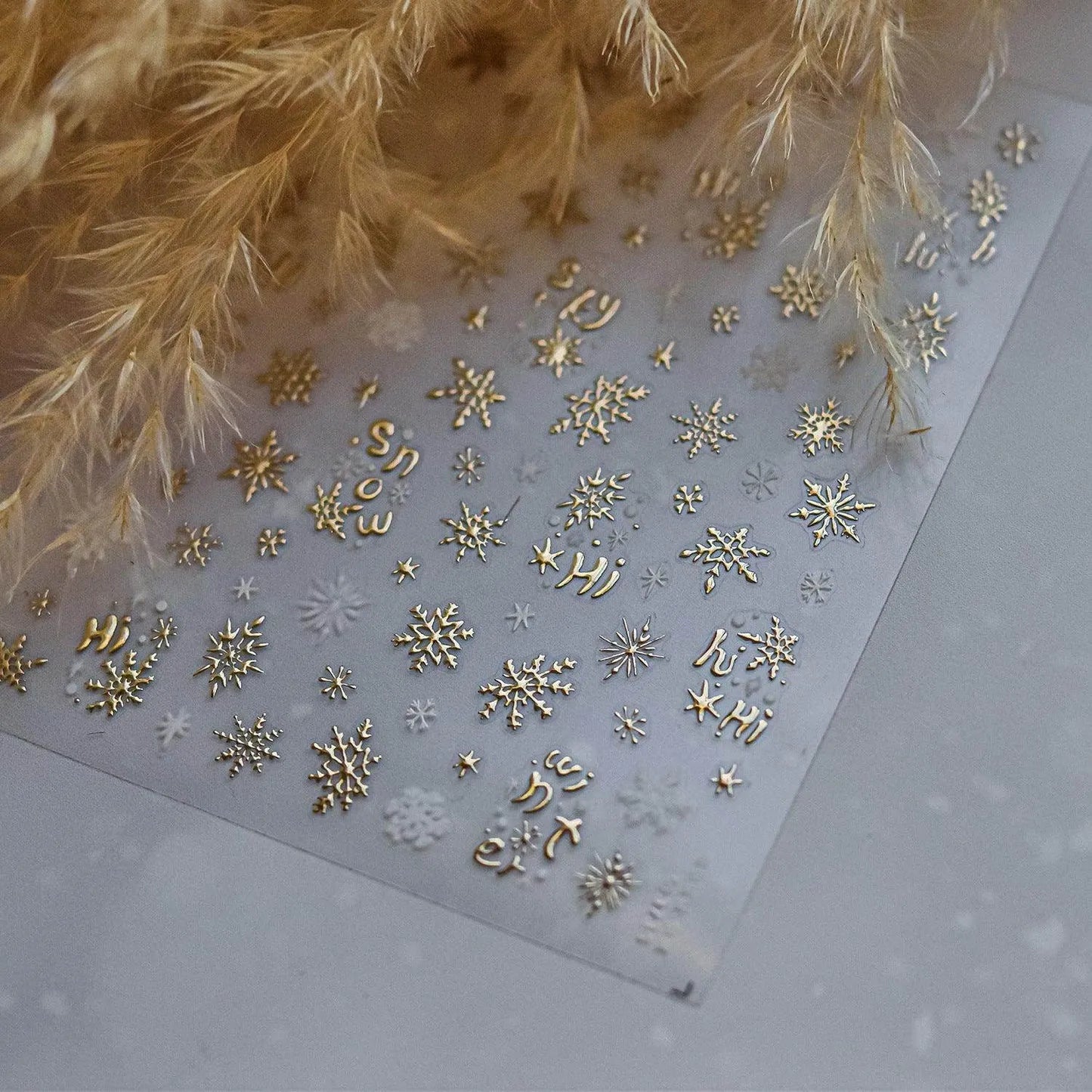 Blue Snowflake Nail Art Stickers Adhesive Embossed Winter Snow Sticker Decals to3735 Gold