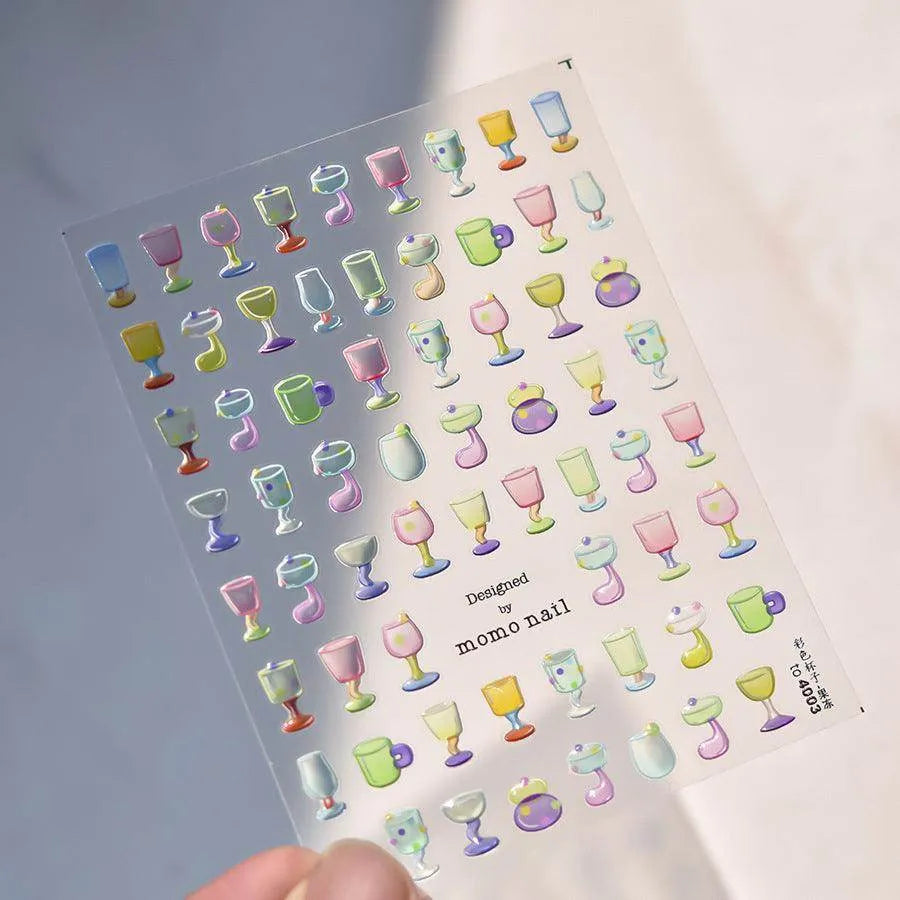 Aurora Glass Cup Nail Art Stickers Adhesive Glaze Wine Cup Sticker Decals to4003 Jelly