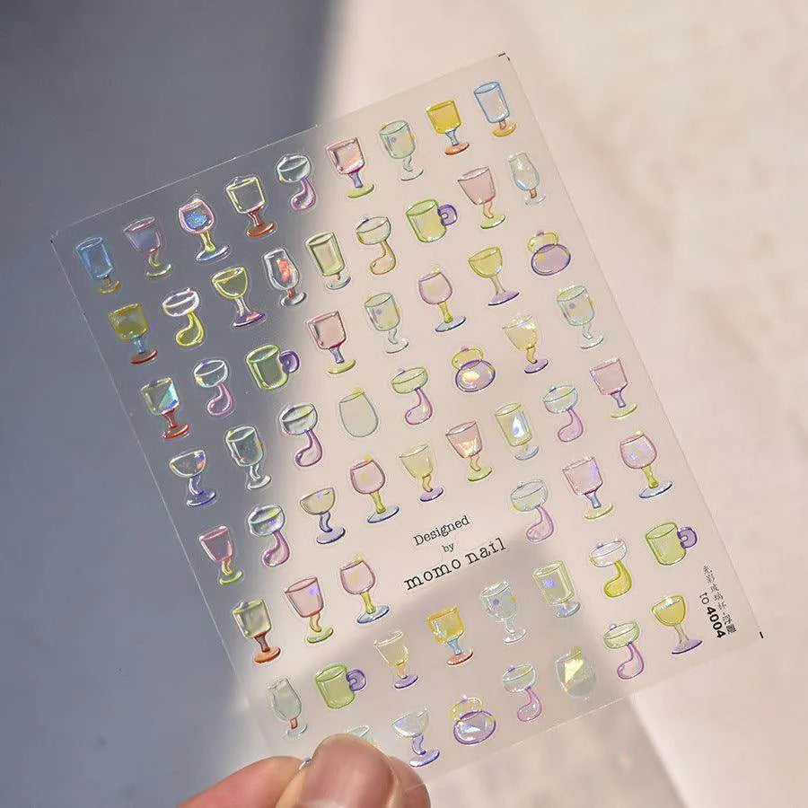 Aurora Glass Cup Nail Art Stickers Adhesive Glaze Wine Cup Sticker Decals to4004 Aurora Light