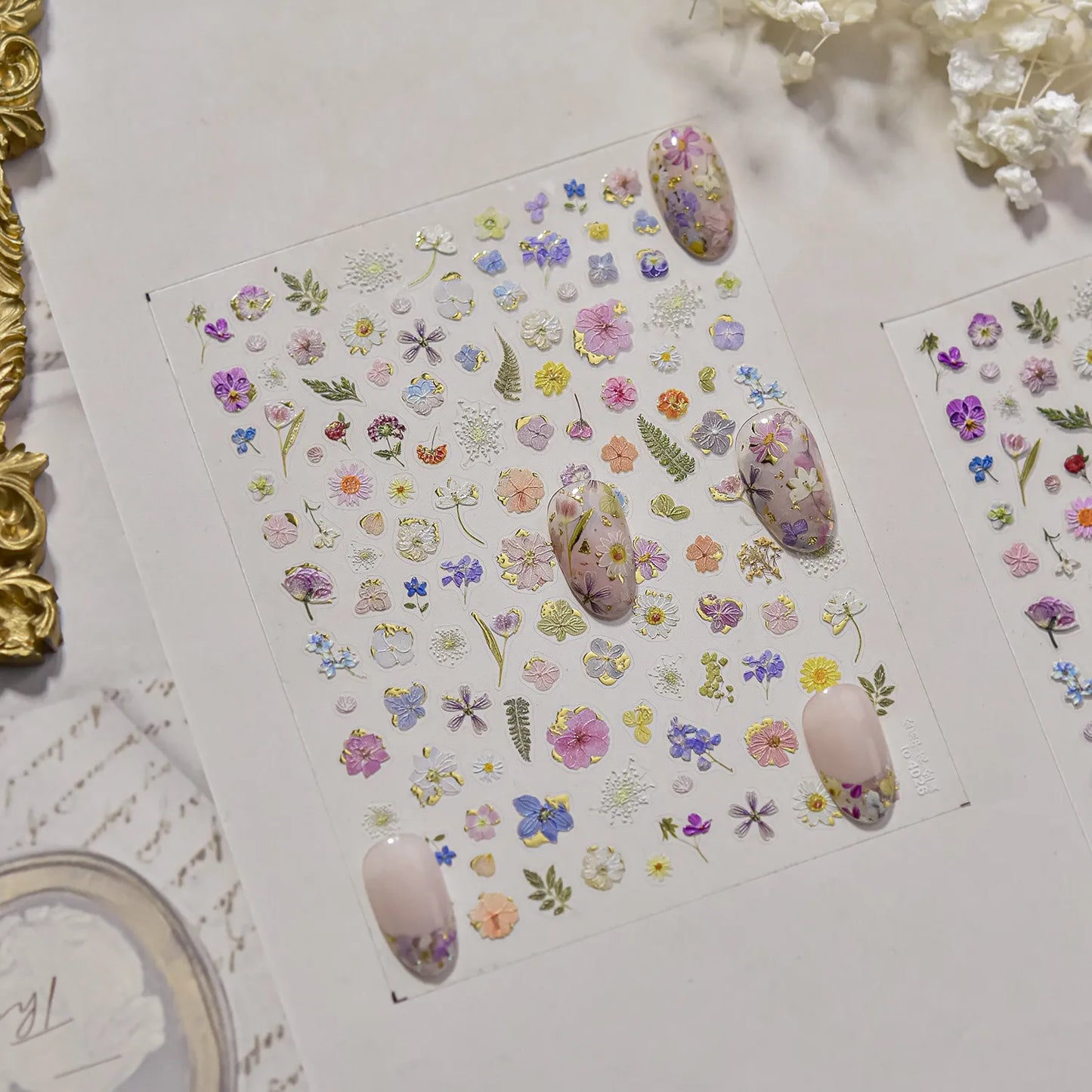 Mini Dried Flower Nail Stickers Wild Pressed Flower Sticker Decals to4026