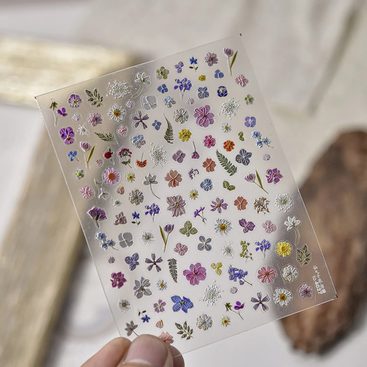 Mini Dried Flower Nail Stickers Wild Pressed Flower Sticker Decals to4026