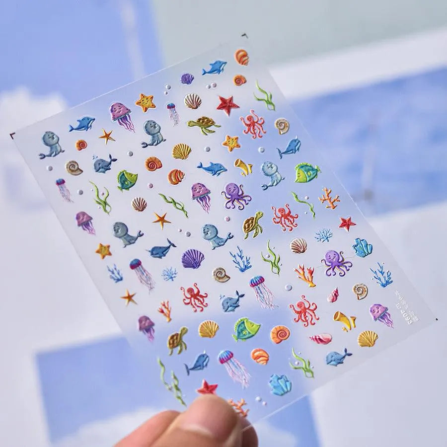 Summer Ocean Life Nail Art Stickers Adhesive Marine Starfish Embossed Sticker Decals to4093