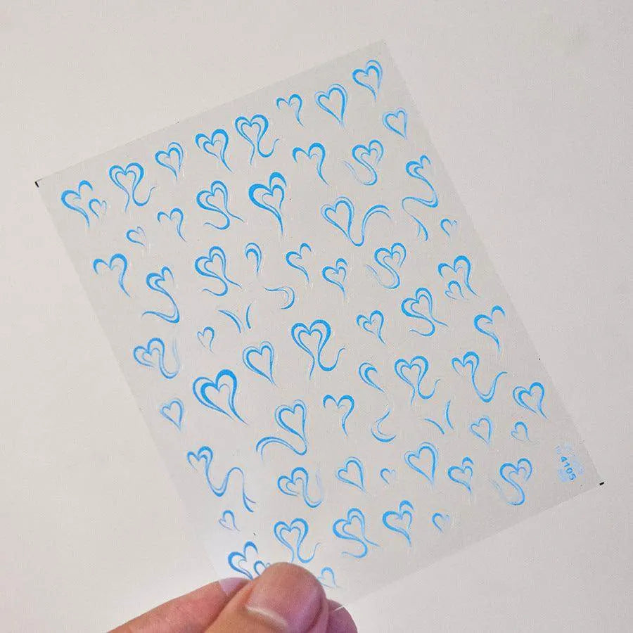 Love Heart Nail Art Stickers Colorful Ribbon Heart Shape Adhesive Sticker Decals to4105